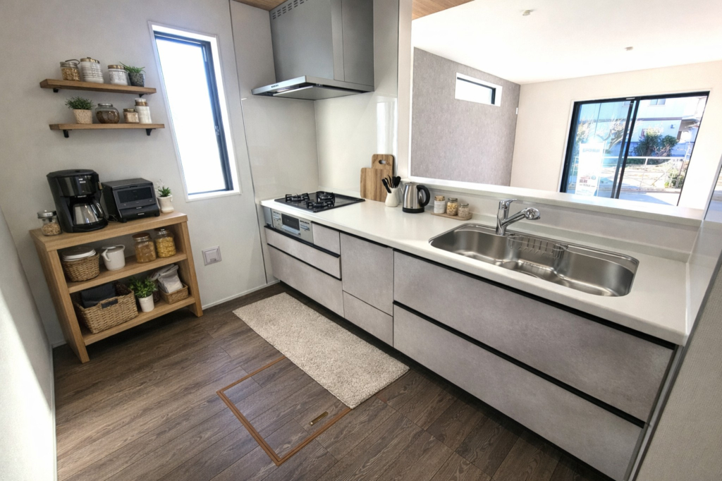 ☆会話が弾むキッチン☆ リビング全体を見渡せ家族全員と会話ができる人気の高いカウンターキッチン