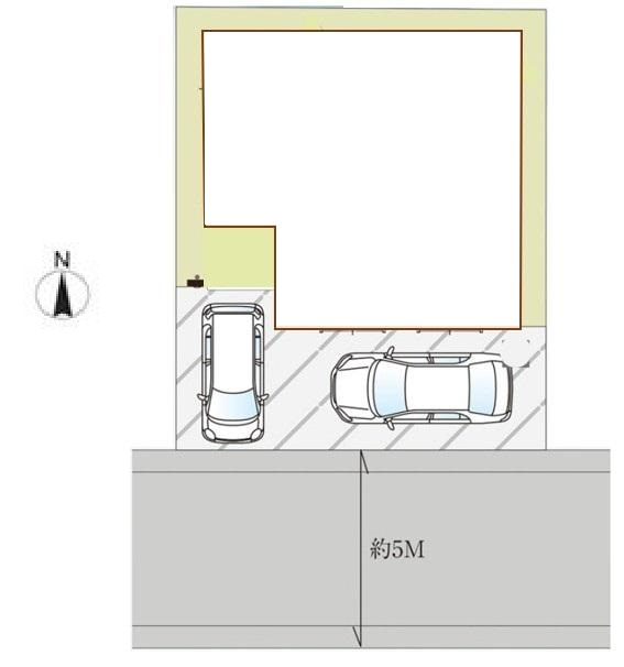 並列2台のゆとりのある駐車スペース