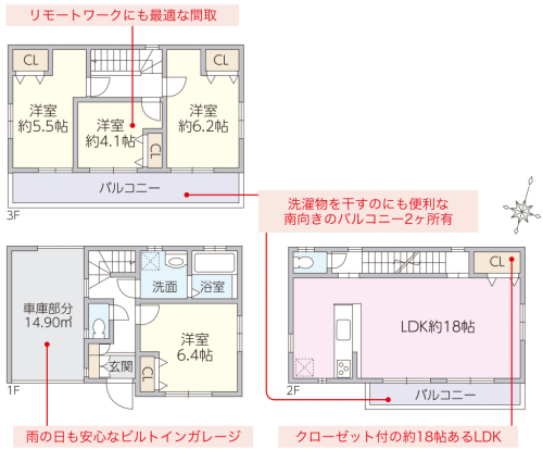 全室南向きで陽当り良好です